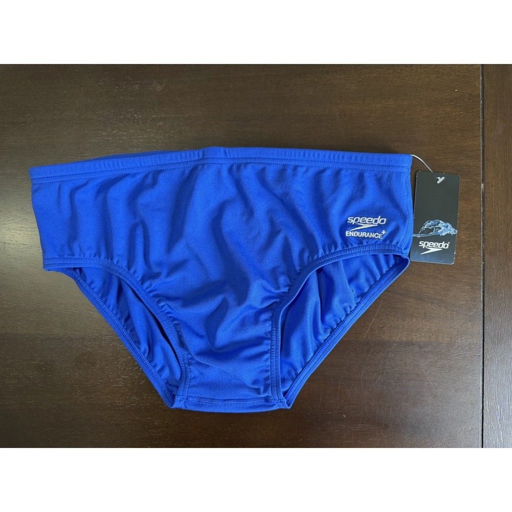 Speedo Men's Endurance + Solid Blue Brief Swimsuit UPF 50+ Size 36 NWT